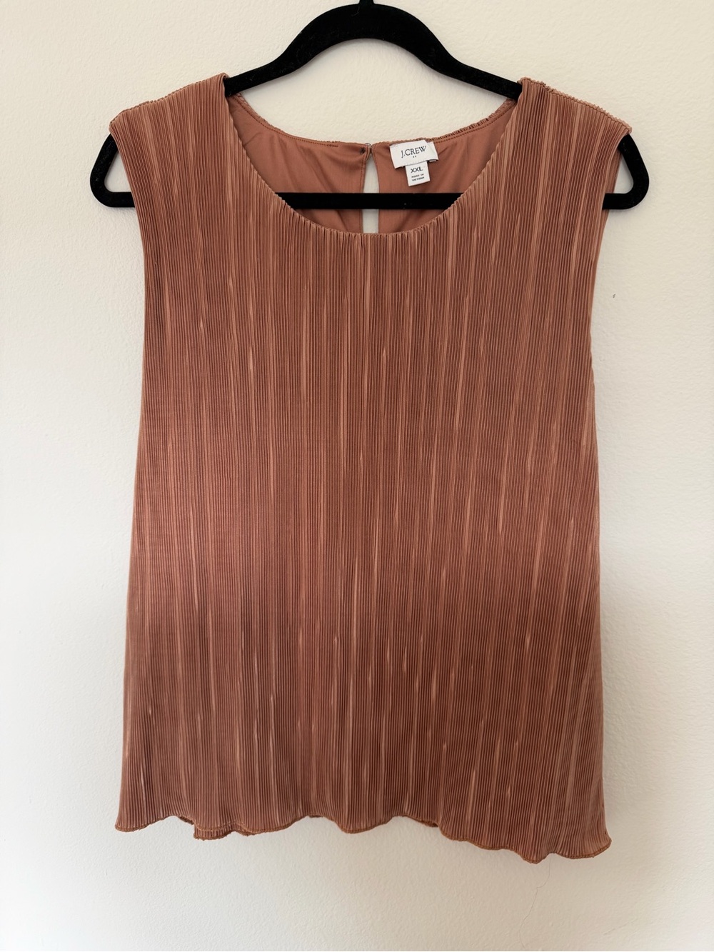 J.Crew Plisse Sleeveless Tank Blouse Tan XXL